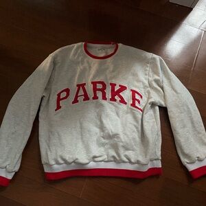 Parke Women's Gray and Red Crew Neck Sweater